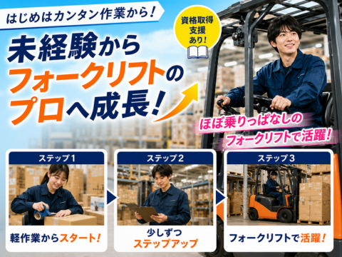 その資格、今かなりアツいです。月収38.9万円以上★軽作業からOK★少しずつフォークリフト作業へ◎