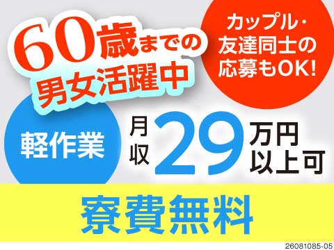 ＼60歳まで活躍中／光半導体の製造で月収例29万円！モクモク作業！寮費無料で貯金もできる◎