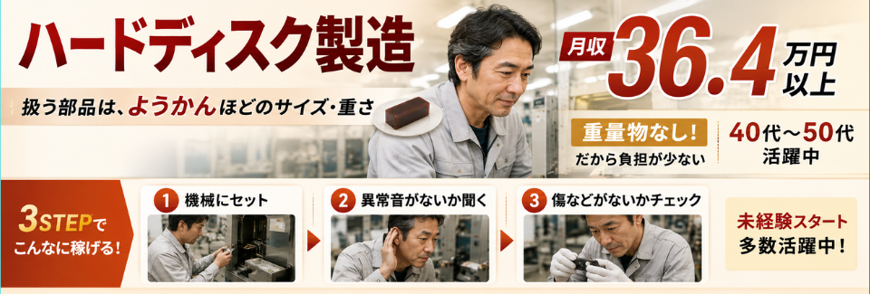 働きやすさがギュギュっと詰まったお仕事＜働きやすい環境＞月収36.4万円★重量物ナシのシンプル作業